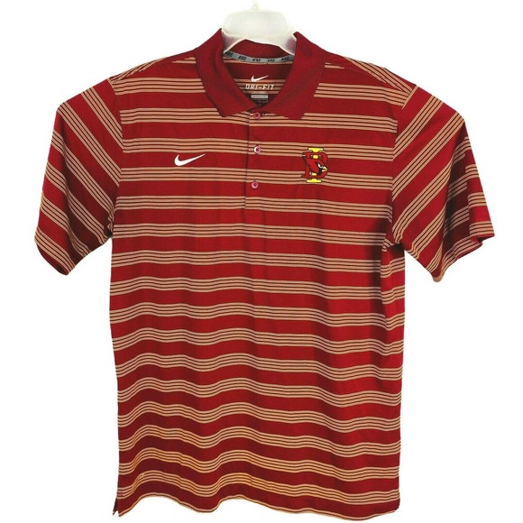 Nike Dri Fit Activewear‎ Red Striped Athletic Polo - Picture 1 of 8